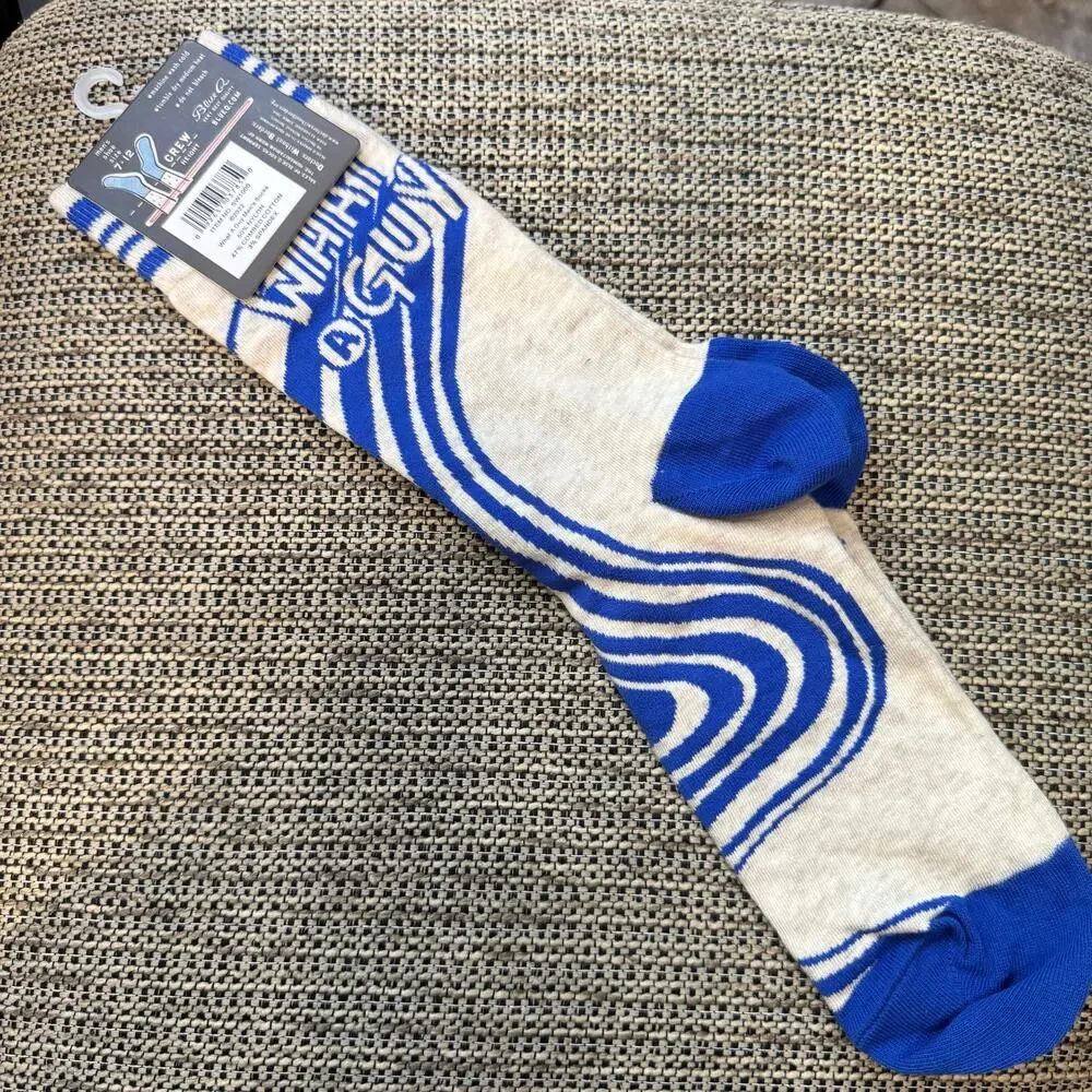 Blue Q What A Guy Men’s Crew Socks Funny Novelty Cotton Size 7-12 NWT Gift